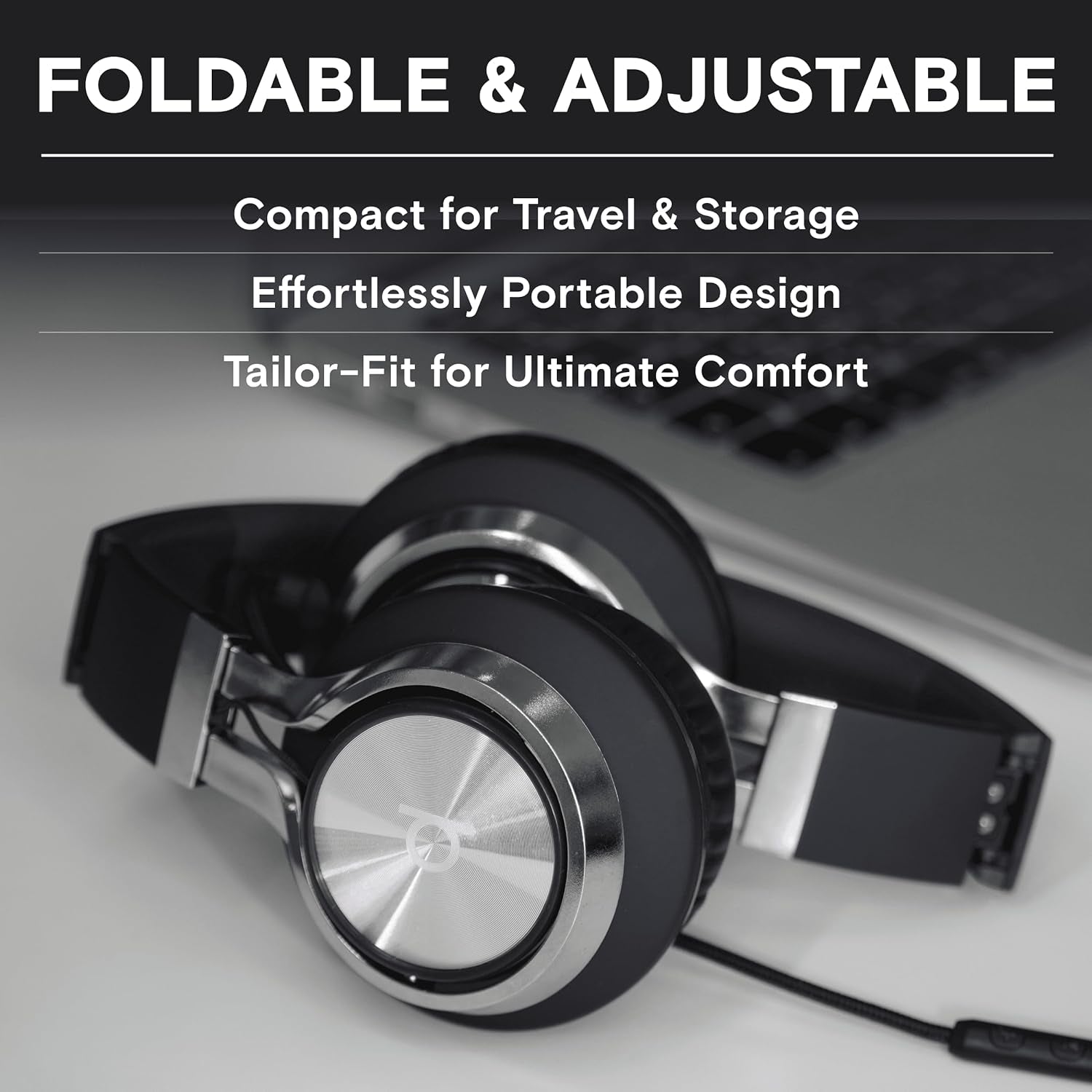 ARTIX CL750 Wired Headphones with Mic & Volume Control — Noise Isolating On-Ear Headphones for Computer and Laptop Wired, Plug in Corded Headphone over Ear with Wire (Foldable, Aux Jack 3.5Mm)